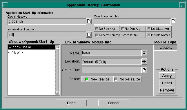 Application Startup Information dialog