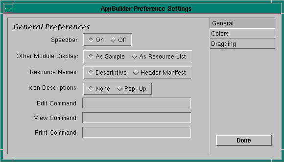 Preference Settings dialog